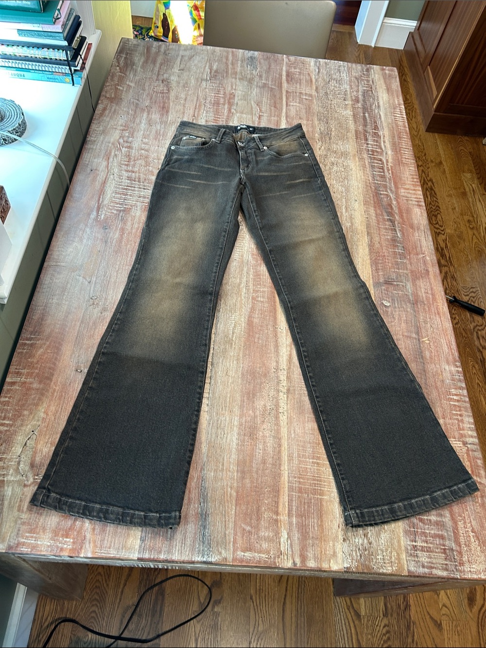 Minga London 2022 Jen Copper Grey Overdye Flare Jeans